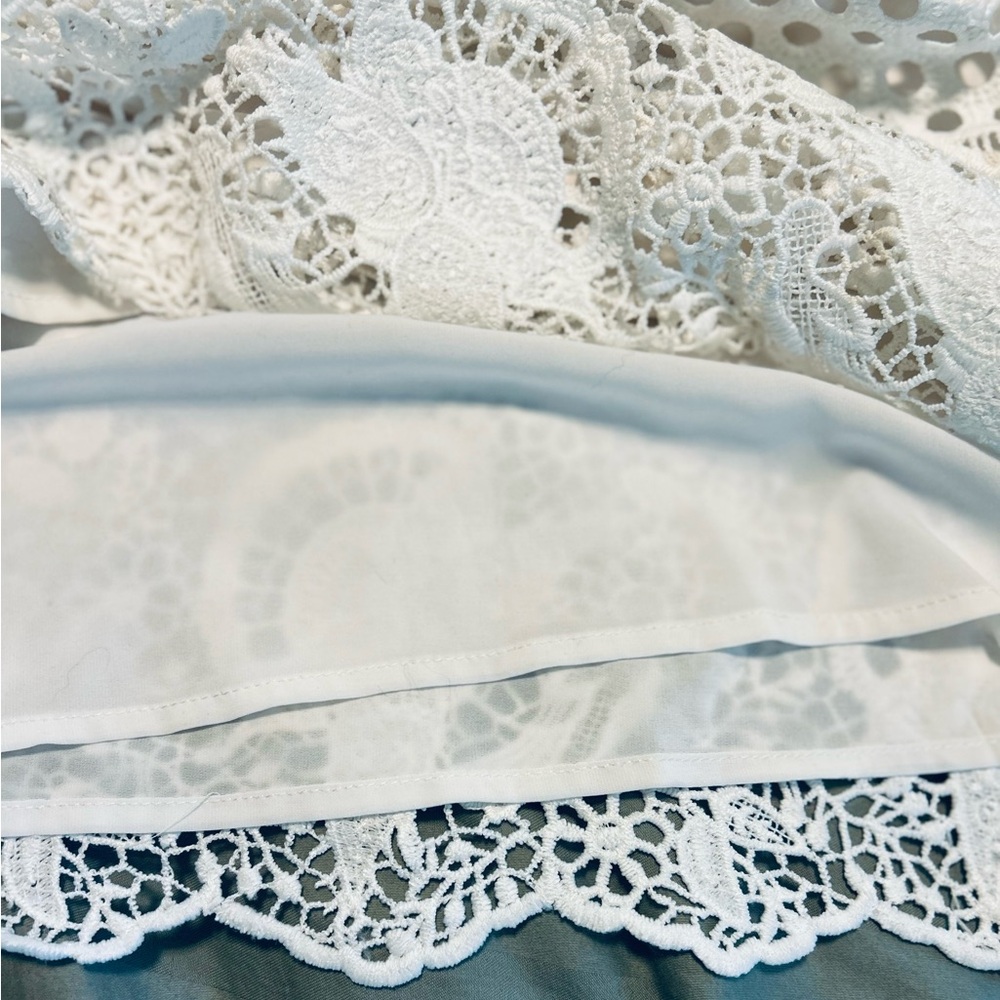 Abercrombie & Fitch White Spaghetti Strap Crochet Mini Sundress Size ST - Picture 9 of 13
